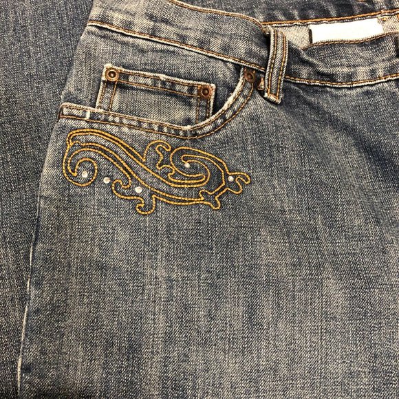 Zena Jeans Med Wash Embellished Brown Embroidery Rhinestones Womens Sz 14P - Picture 3 of 14